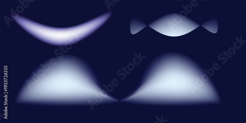 white blurry gradient shapes, abstract light fluid mesh, soft colors in various forms. Vector design elements.