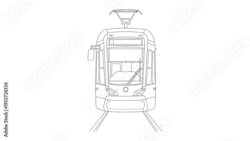 Tram on Rails: A meticulously drawn tram glides along a set of tracks. Captured with precision, it's a celebration of urban transport.