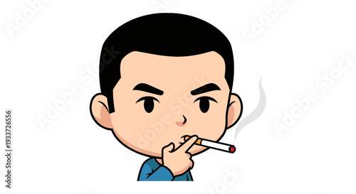 Man Smoking Vector Illustration, Cartoon Style, Addiction Concept, Health Risk