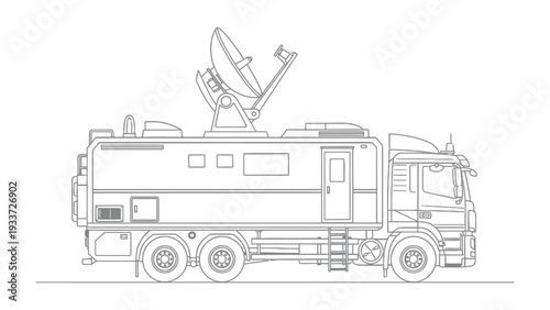 Satellite Truck's Blueprint: A detailed outline of a satellite communication truck, ready to relay essential information.