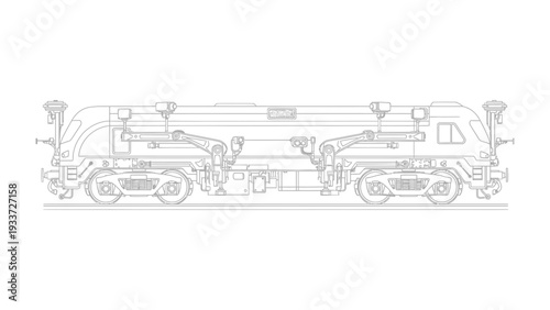 Railway Engine Blueprint: A detailed technical drawing of a modern railway engine, showcasing its intricate mechanical components and design. 