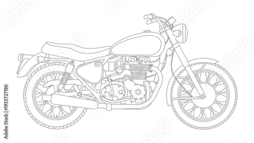 Classic Motorcycle: A detailed illustration of a classic motorcycle, capturing its timeless design and intricate details.