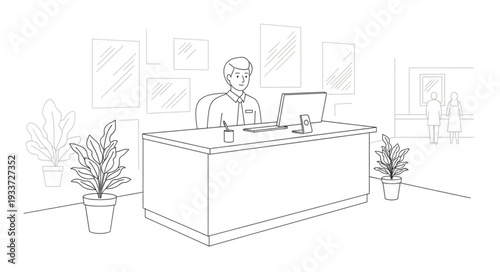 Woman Working at Office Desk.