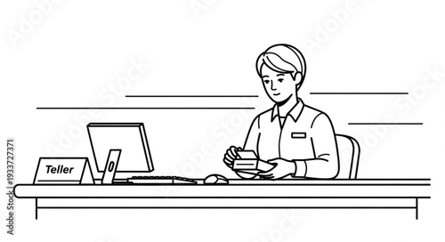 Woman Working at Office Desk.