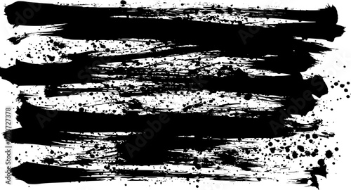 Bold Black Ink Strokes and Splatters: Artistic Grunge Texture