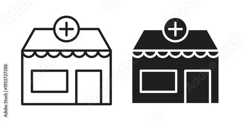 Pharmacy icon on white background. Simple vector illustration for graphic and web design