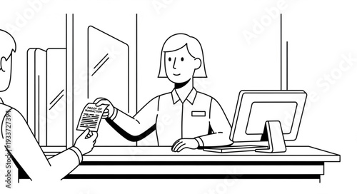 Woman Working at Office Desk.
