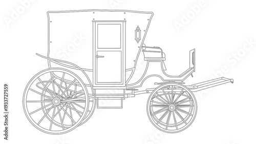 Vintage Carriage: An exquisite illustration of a classic, horse-drawn carriage, meticulously designed and offering a glimpse into the elegance of a bygone era.