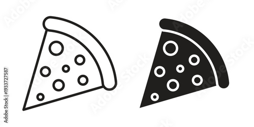 Pizza slice icon on white background. Simple vector illustration for graphic and web design