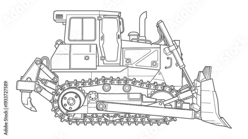 Dozing the path forward: A detailed illustration of a powerful bulldozer, showcasing its robust build and essential role in construction.