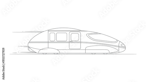 High-Speed Rail Blueprint: A sleek, streamlined train car, captured in a blueprint, suggesting rapid transit and future innovation. 
