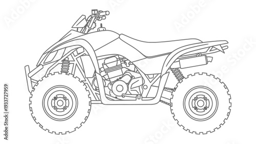 ATV Vehicle Outline: A detailed outline of an all-terrain vehicle, showcasing its rugged design and adventurous spirit. 