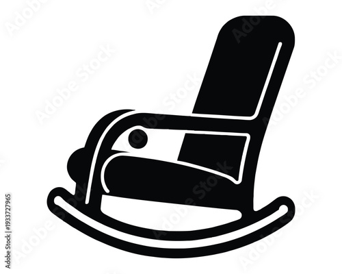 Baby silhouette Black and white minimalist rocking chair with curved base and straight backrest