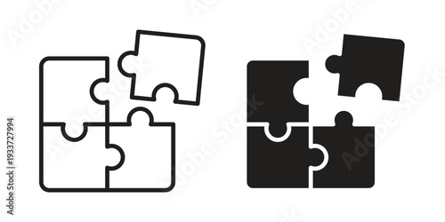 Puzzle piece icon on white background. Simple vector illustration for graphic and web design