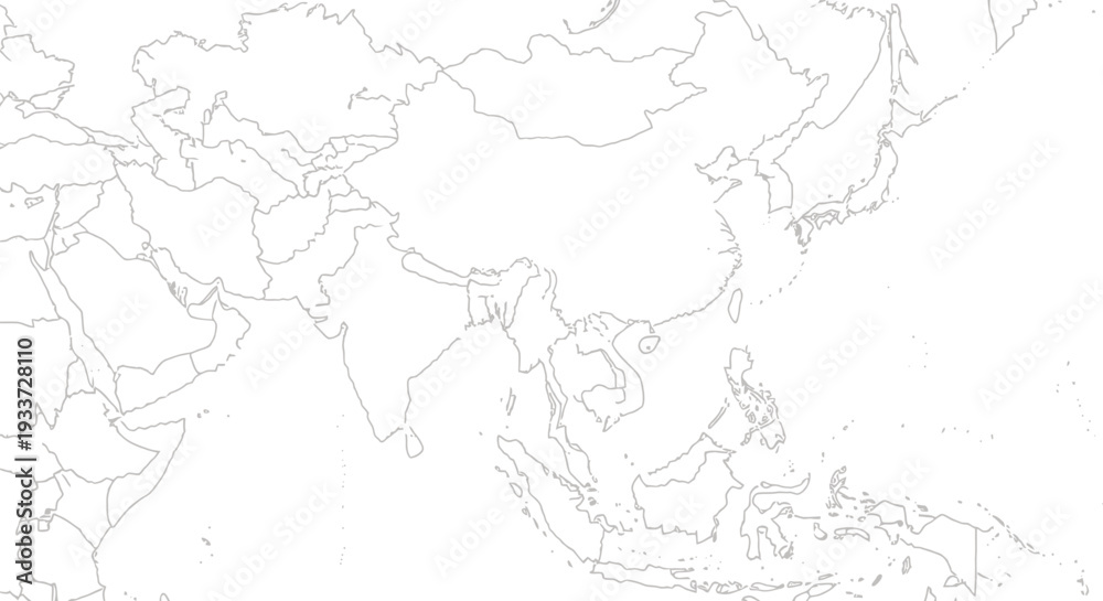 Fototapeta premium Minimal gray world map outline for geographic reference and learning.