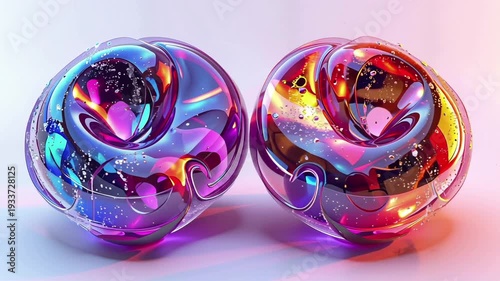Iridescent Glass Orbs with Swirls.