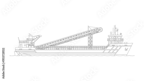 Cargo Ship Silhouette: A detailed outline of a cargo ship, showcasing its robust design and conveying its industrial purpose on the vast expanse of the sea.