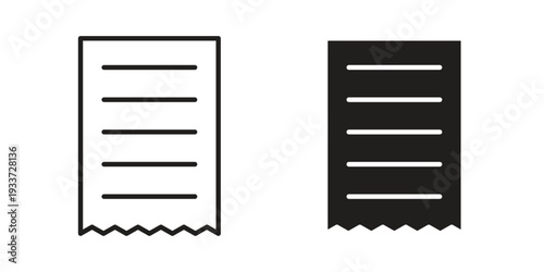 Receipt icon on white background. Simple vector illustration for graphic and web design