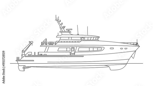 Modern Vessel in Transit: A sleek and contemporary motorboat cuts through the water, a symbol of luxury travel and exploration on the open sea, ready to embark on its next adventure.