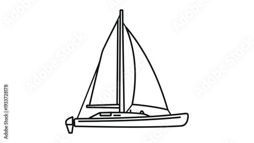 Sailboat Silhouette: A minimalist, clean-lined illustration of a sailboat gracefully navigating the water, capturing the essence of maritime adventure and freedom.