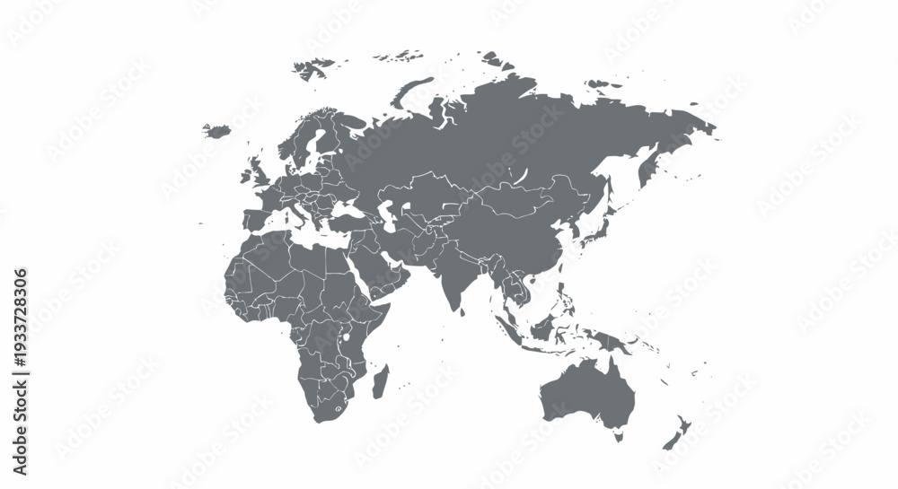 Fototapeta premium Monochrome World Map Silhouette Graphic for Cartography and Travel.