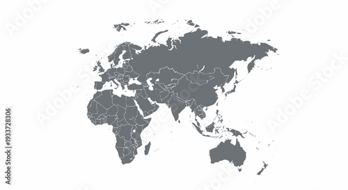Monochrome World Map Silhouette Graphic for Cartography and Travel.