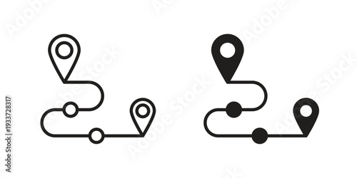Route icon on white background. Simple vector illustration for graphic and web design