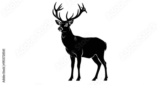 Deer Silhouette with Antlers Standing.
