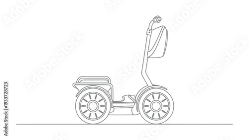 Personal Mobility Device Line Art: A sleek line drawing of a personal mobility device, showcasing its modern design and functionality, perfect for urban exploration and eco-friendly transport.