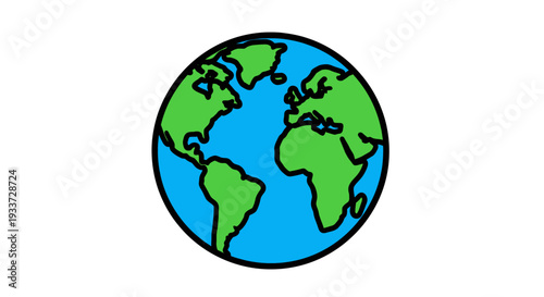 Cartoon Earth Globe Illustration Emphasizing Global Environment and Nature Awareness.