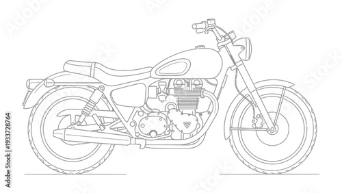 Classic Motorcycle: A detailed illustration showcases a sleek motorcycle, a timeless symbol of freedom and adventure.
