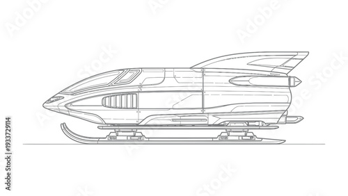 Future Vehicle Design: A cutting-edge sketch of a sleek, aerodynamic vehicle. This concept, likely intended for futuristic travel, presents a blend of technology and innovation.