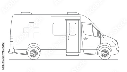 Ambulance: A detailed outline of an ambulance, symbolizing emergency medical services and swift response.
