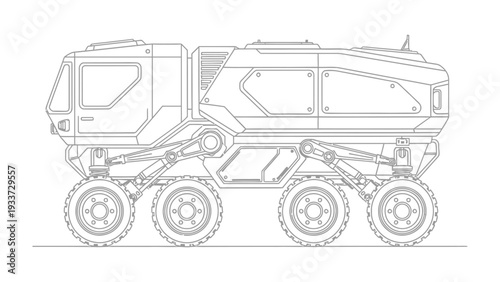 Future Explorer: A detailed illustration of a futuristic rover design, poised for exploration. It's a testament to innovation and the spirit of discovery.