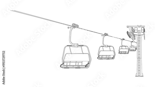 Ski Lift in the Sky: An illustration of a ski lift, its chairs suspended, traversing the slopes with a promise of winter adventures.