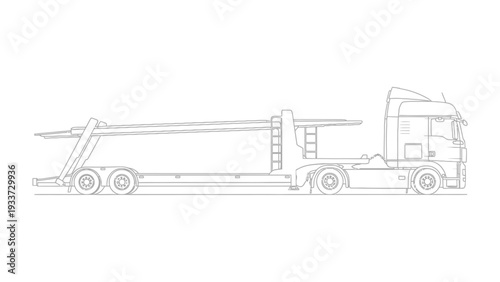 Freight Transporter Line Art: A detailed line drawing of a heavy-duty freight transporter, showcasing its robust design and functionality for cargo transport.