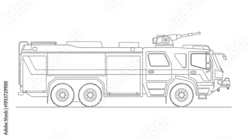 Emergency Response Vehicle Blueprint: A detailed blueprint of a specialized fire engine, showcasing its intricate design and robust build, ready to respond to any emergency.