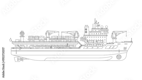 Maritime Vessel Blueprint: A detailed blueprint of a maritime vessel, showcasing its intricate design and components. Captures the essence of modern marine engineering, with precision.