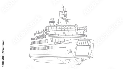 Ship's Blueprint: A detailed technical drawing of a vessel.