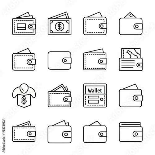 Collection of Wallet, Finance, and Money Line Icons