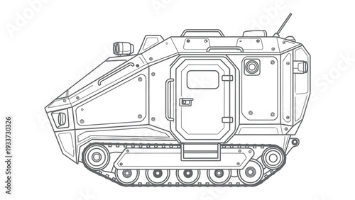 Futuristic Vehicle Blueprint: A detailed blueprint of a futuristic vehicle, showcasing its innovative design and advanced features, emphasizing engineering and technology.
