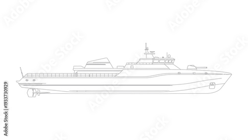 Coastal Cruiser Silhouette: A sleek outline showcases the elegant form of a high-speed coastal cruiser, ready to traverse the open sea.