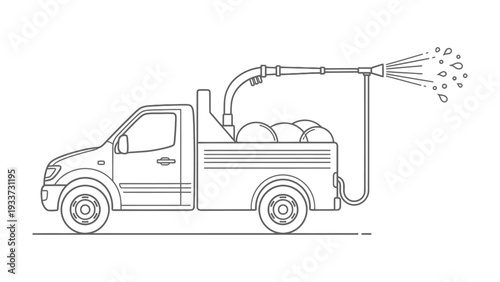 Water Truck: A detailed illustration of a water truck, depicting the functionality of water truck for various tasks.