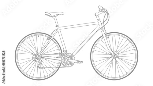 Simple Bicycle Design: A minimalist representation of a bicycle, featuring its essential components, perfect for design and illustrating the core of cycling.