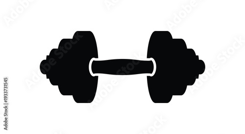 A stark black silhouette of a dumbbell showcasing fitness and strength training equipment silhouette high quality professional detailed
