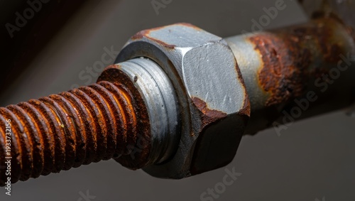 Close-up of Rusty Bolt and Nut