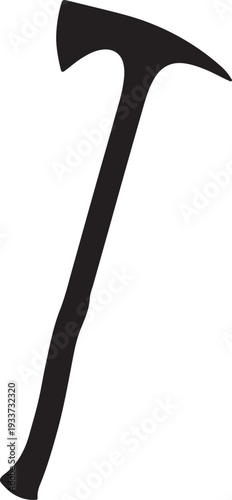 Fireman's Axe Black Silhouette Icon Isolated on White Background