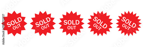 Tableau sur toile Red Grunge Sold Out Rubber Stamp Badge Vector Collection – Vintage Deal Label, S