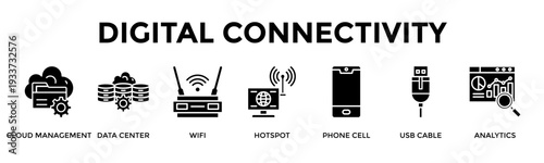 Digital Connectivity Banner Web Icon Vector Illustration Concept For Enable Seamless Connectivity And Digital Data Exchange