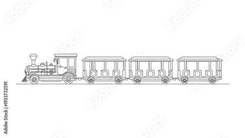 Toy Train Line Art: A detailed line art illustration of a vintage toy train, evoking a sense of nostalgia and playful adventures.